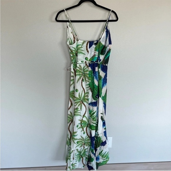 New FARM RIO Mixed Palm Wrap Dress Green White Multi Bohemian Midi Casual NWT XS - Picture 9 of 14